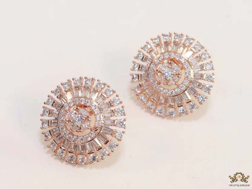 Rose gold plated round cz studs - Image 2