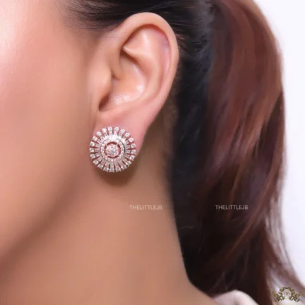 Rose gold plated round cz studs