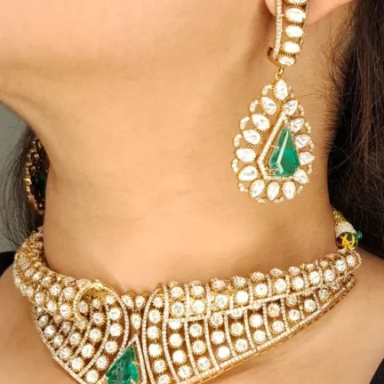 Classy Fusion Moissanite Polki Collar Set