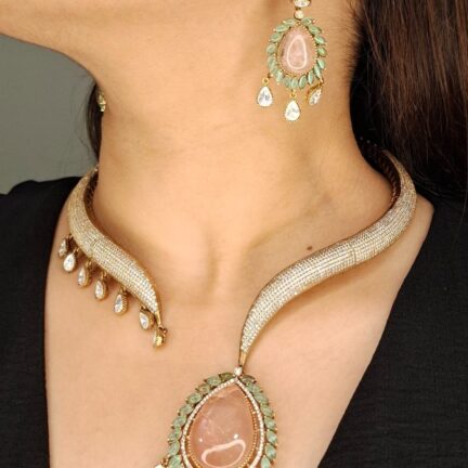 Designer Spring Hasli - Fusion Diamond & Kundan Polki