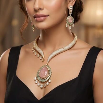 Designer Spring Hasli - Fusion Diamond & Kundan Polki