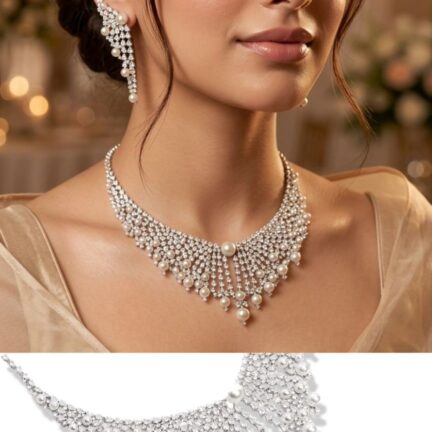 Pearl Cascade Bridal Necklace Set
