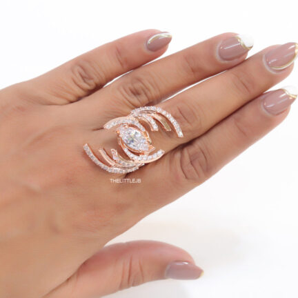 r23 Adjustable designer rose gold cz ring