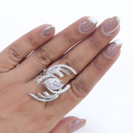 r24 Adjustable designer platinum plated cz ring