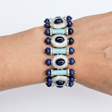Elegant Blue Stone Statement Bracelet