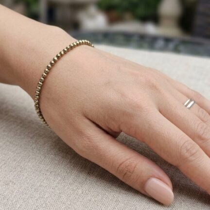 Pyrite Beaded Bracelet with 92.5 Sterling Silver