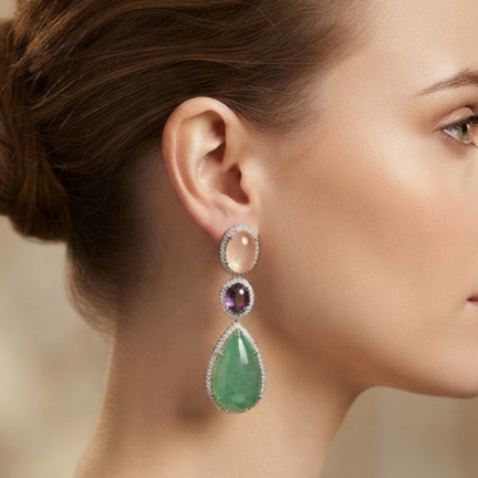 Pastel Semi-Precious Multi-Stone Teardrop Earrings