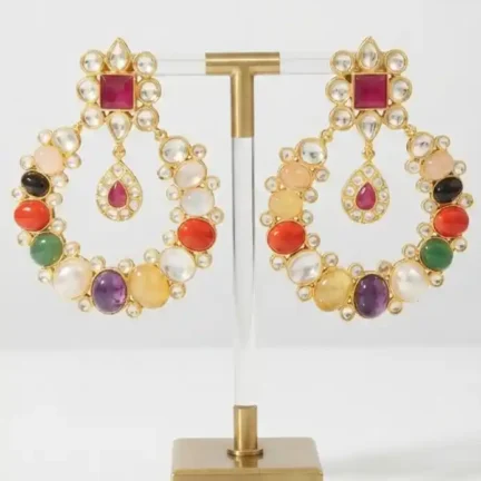 Authentic Natural Stone Navratna Chandbala Earring