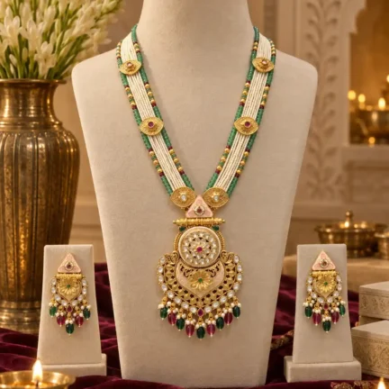Heritage Gold-Plated Kundan polki & Pearl Long neklace Set