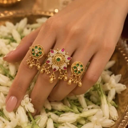 Heritage Gold-Plated kundan Floral Ring Set