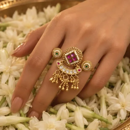 Heritage Gold-Plated kundan Regal Statement Ring