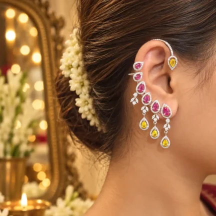 TLJB-L149-004-ER Royal Heritage Pink & Topaz-Hued Ear Climber