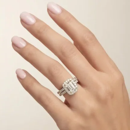 TLJB-L150-006-R-1 Gold Plated Two Layered CZ 2.5 ct Solitaire Ring with Emerald-Cut Center