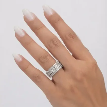 TLJB-L150-011-R-1 Platinum Plated CZ Multi-Layered Eternity Band