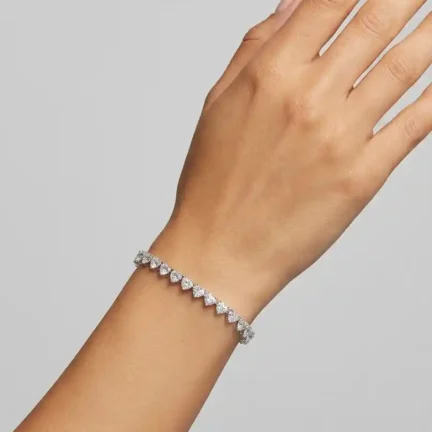 TLJB-L152-014-BR-1 Gold Plated CZ Heart Eternity Bracelet