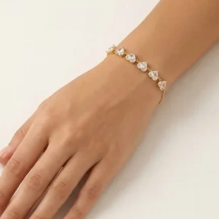 TLJB-L152-026-BR-1 Gold Plated CZ Heart Bracelet